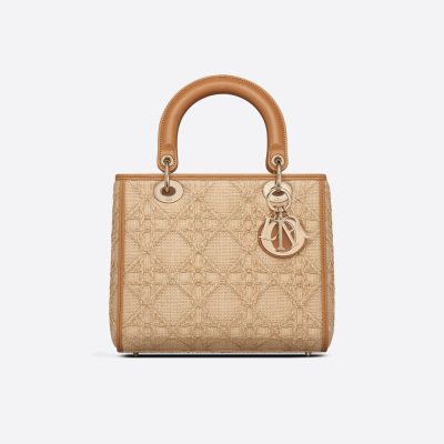 Wholesale Luxury Christian Dior Medium Lady Dior Bag Natural Cannage Raffia M0565