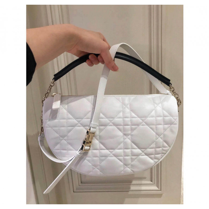Wholesale Luxury Christian Dior Medium Vibe Hobo Bag M7201 White Cannage Lambskin - Image 5