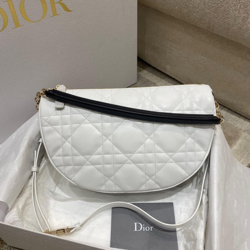 Wholesale Luxury Christian Dior Medium Vibe Hobo Bag M7201 White Cannage Lambskin - Image 6