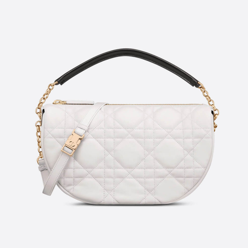 Wholesale Luxury Christian Dior Medium Vibe Hobo Bag M7201 White Cannage Lambskin