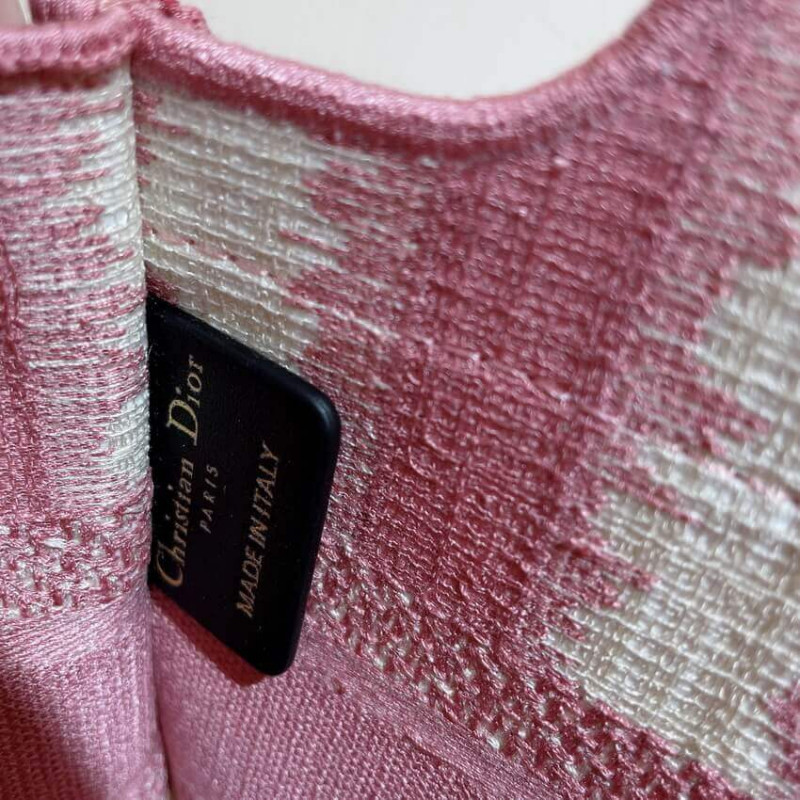 Wholesale Luxury Christian Dior Mini Book Tote Pink D-Stripes Embroidery S5475 - Image 11
