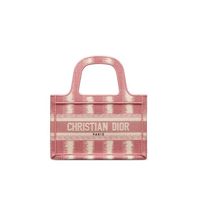 Wholesale Luxury Christian Dior Mini Book Tote Pink D-Stripes Embroidery S5475