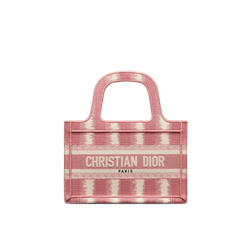 Wholesale Luxury Christian Dior Mini Book Tote Pink D-Stripes Embroidery S5475