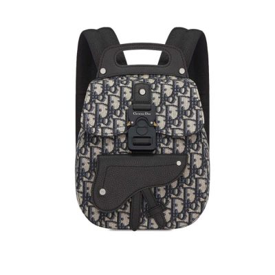 Wholesale Luxury Christian Dior Mini Saddle Backpack Navy Blue Dior Oblique Jacquard 1Ad086