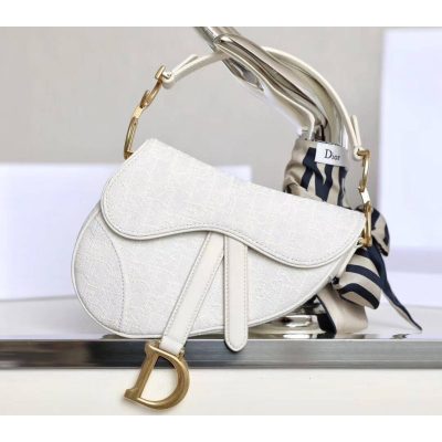 Alternative view of Wholesale Luxury Christian Dior Mini Saddle Bag In White Oblique Jacquard M0447