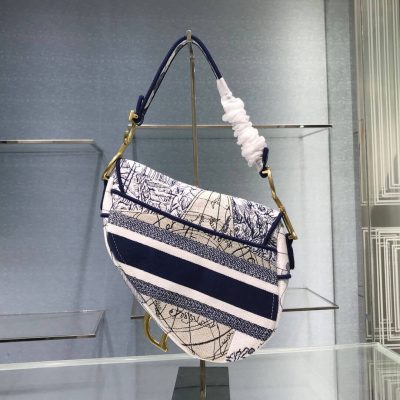 Alternative view of Wholesale Luxury Christian Dior Saddle Bag In Blue Camouflage Embroidery M0446