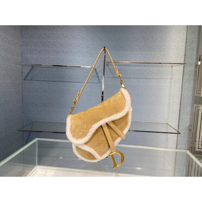 Alternative view of Wholesale Luxury Christian Dior Saddle Bag In Camel-Colored Shearling M0446