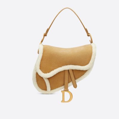 Wholesale Luxury Christian Dior Saddle Bag In Camel-Colored Shearling M0446