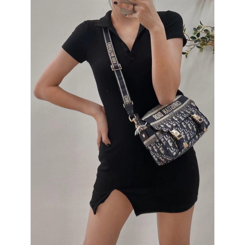 Wholesale Luxury Christian Dior Small Diorcamp Bag In Oblique Embroidery M1241 - Image 4
