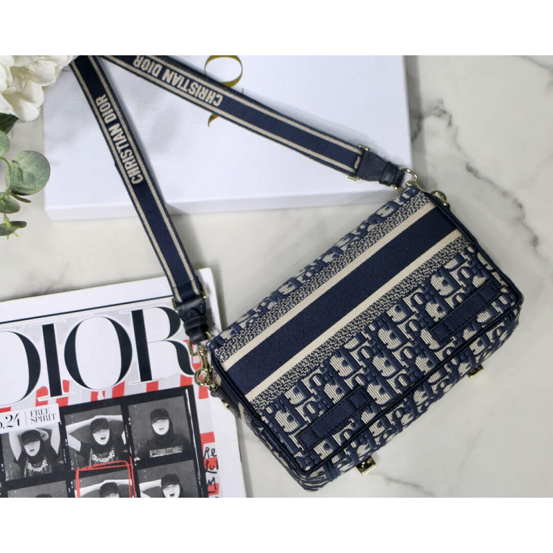 Wholesale Luxury Christian Dior Small Diorcamp Bag In Oblique Embroidery M1241 - Image 9