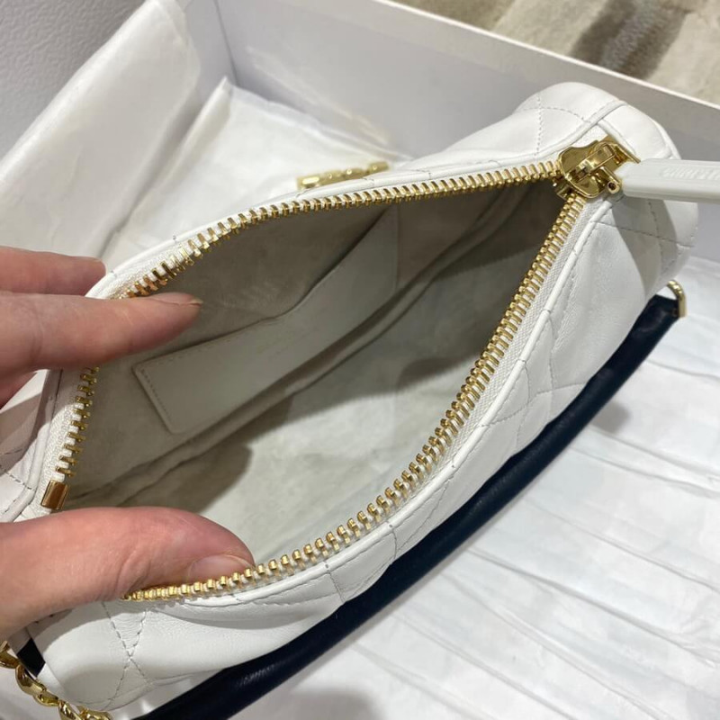 Wholesale Luxury Christian Dior Small Vibe Hobo Bag M7200 White Cannage Lambskin - Image 16