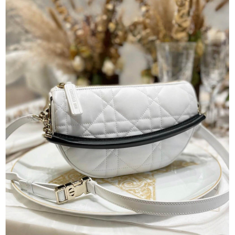 Wholesale Luxury Christian Dior Small Vibe Hobo Bag M7200 White Cannage Lambskin - Image 8