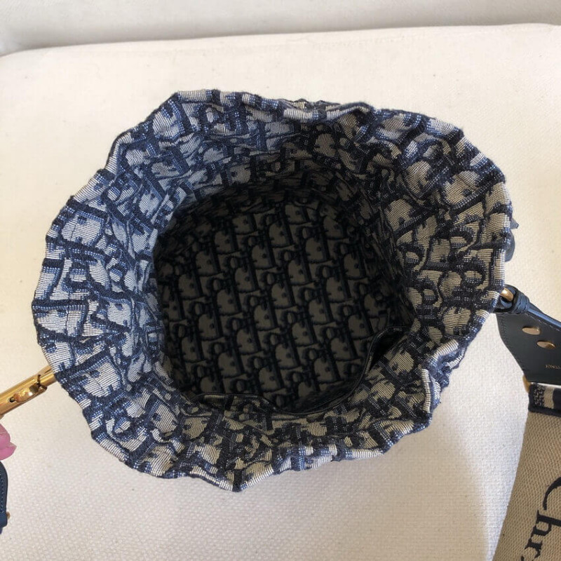 Wholesale Luxury Christian Dior Wicker Basket Shoulder Bag Blue Oblique M7600 - Image 10