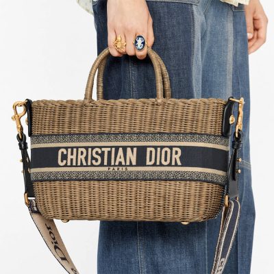 Alternative view of Wholesale Luxury Christian Dior Wicker Basket Shoulder Bag Blue Oblique M7601