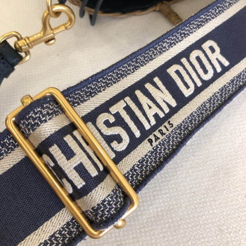 Wholesale Luxury Christian Dior Wicker Basket Shoulder Bag Blue Oblique M7601 - Image 15