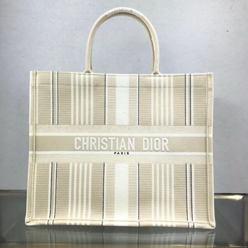 Wholesale Luxury Dior Book Tote Beige Stripes Embroidery M1286 - Image 2