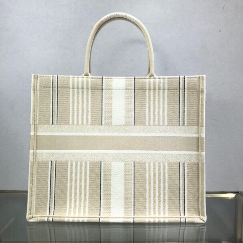 Wholesale Luxury Dior Book Tote Beige Stripes Embroidery M1286 - Image 3