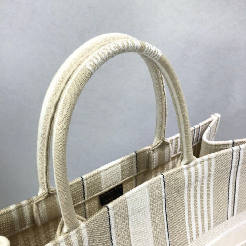 Wholesale Luxury Dior Book Tote Beige Stripes Embroidery M1286 - Image 6