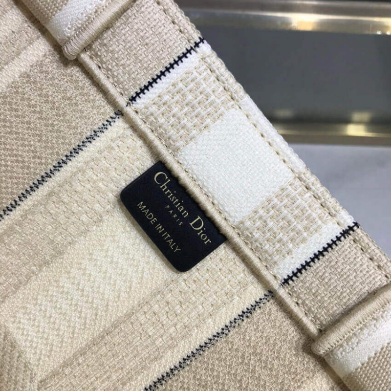 Wholesale Luxury Dior Book Tote Beige Stripes Embroidery M1286 - Image 9