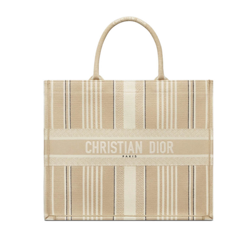 Wholesale Luxury Dior Book Tote Beige Stripes Embroidery M1286