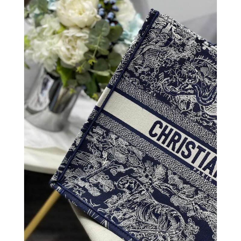 Wholesale Luxury Dior Book Tote Blue Toile De Jouy Reverse Embroidery M1286 - Image 4