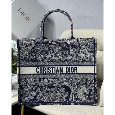 Wholesale Luxury Dior Book Tote Blue Toile De Jouy Reverse Embroidery M1286