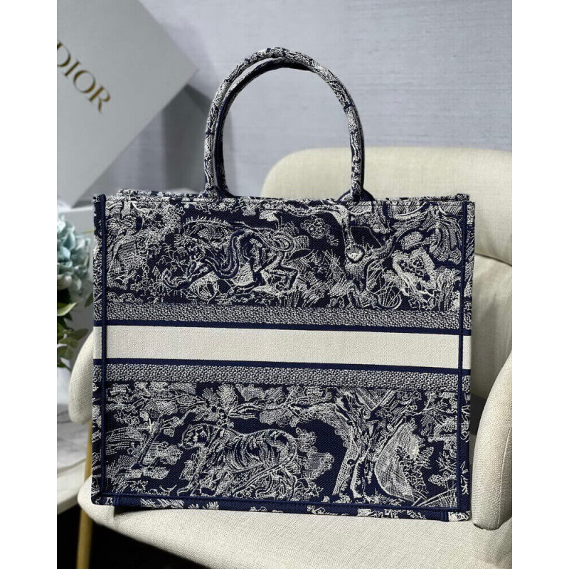 Wholesale Luxury Dior Book Tote Blue Toile De Jouy Reverse Embroidery M1286 - Image 6