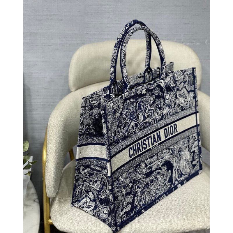 Wholesale Luxury Dior Book Tote Blue Toile De Jouy Reverse Embroidery M1286 - Image 7