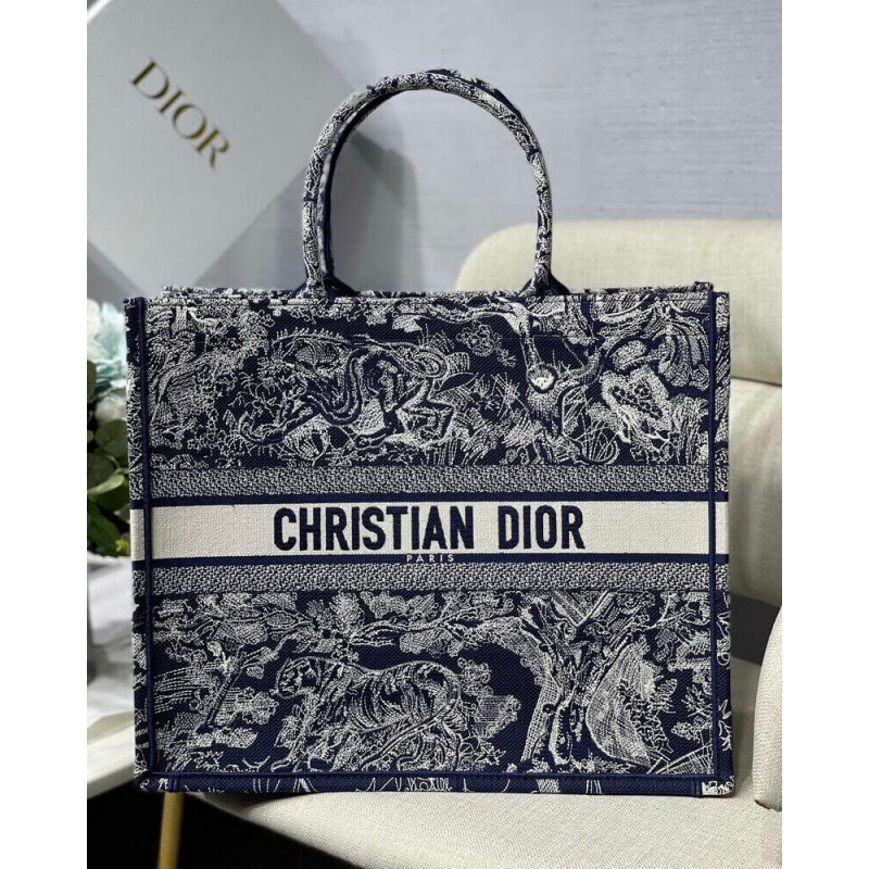 Wholesale Luxury Dior Book Tote Blue Toile De Jouy Reverse Embroidery M1286