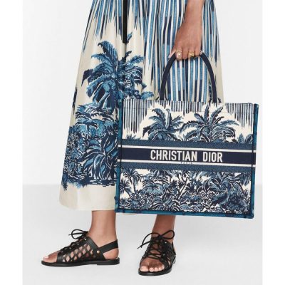 Alternative view of Wholesale Luxury Dior Book Tote In Blue Palms Embroidery M1286