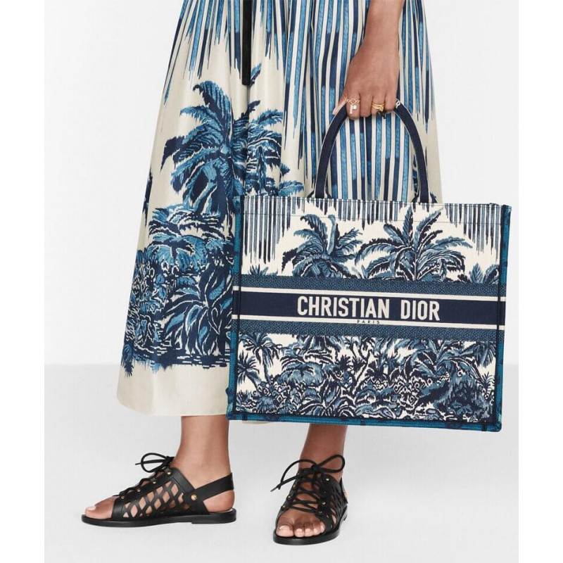 Wholesale Luxury Dior Book Tote In Blue Palms Embroidery M1286 - Image 2