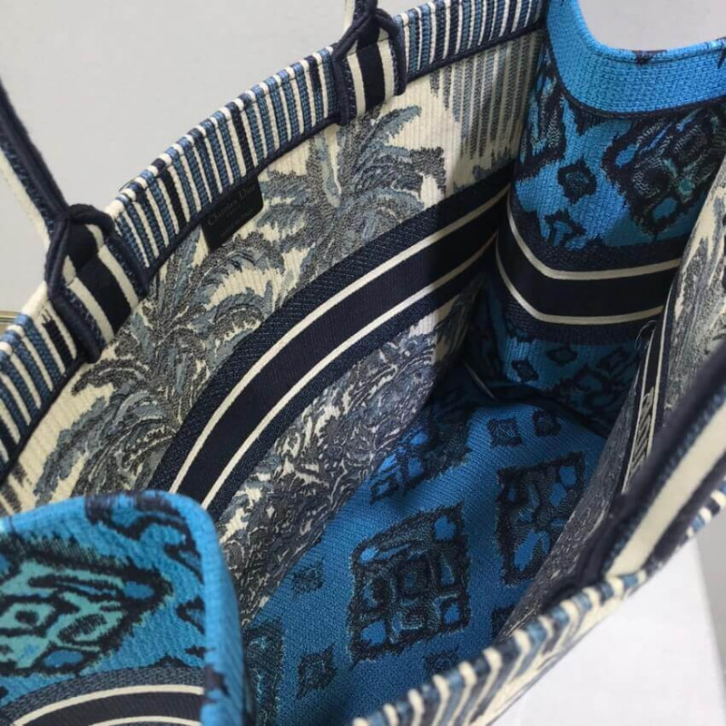 Wholesale Luxury Dior Book Tote In Blue Palms Embroidery M1286 - Image 11