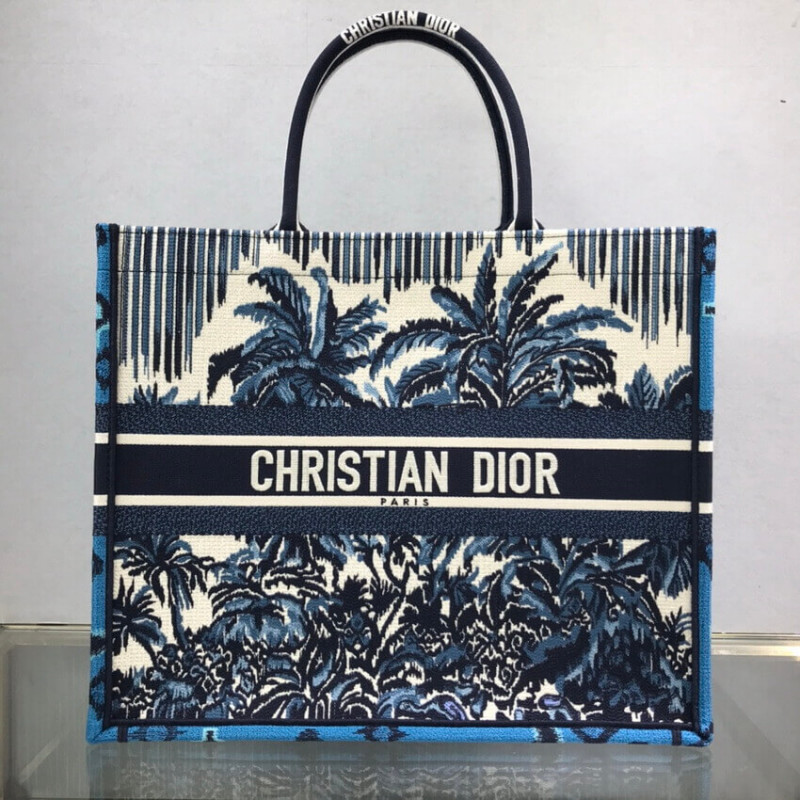 Wholesale Luxury Dior Book Tote In Blue Palms Embroidery M1286 - Image 3