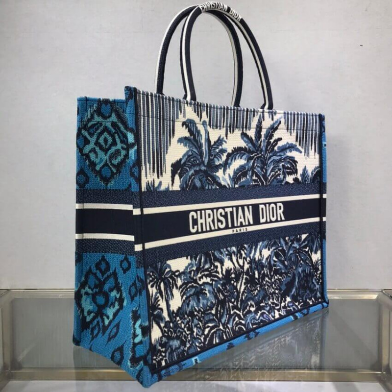 Wholesale Luxury Dior Book Tote In Blue Palms Embroidery M1286 - Image 5