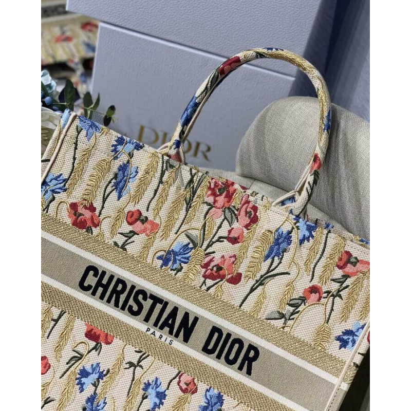 Wholesale Luxury Dior Book Tote In Hibiscus Metallic Thread Embroidery M1286 - Image 3