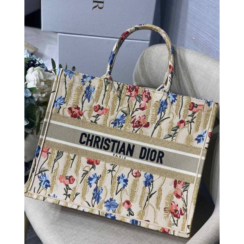Wholesale Luxury Dior Book Tote In Hibiscus Metallic Thread Embroidery M1286