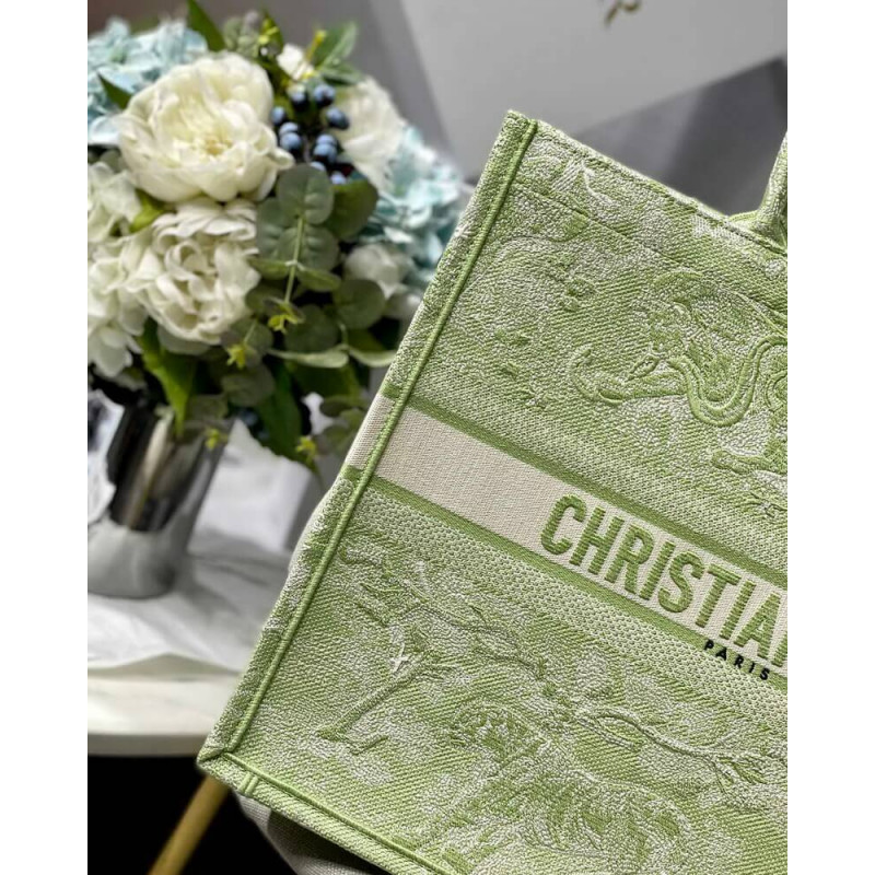 Wholesale Luxury Dior Book Tote Lime Toile De Jouy Reverse Embroidery M1286 - Image 4