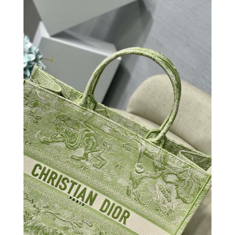 Wholesale Luxury Dior Book Tote Lime Toile De Jouy Reverse Embroidery M1286 - Image 5
