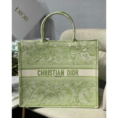 Wholesale Luxury Dior Book Tote Lime Toile De Jouy Reverse Embroidery M1286