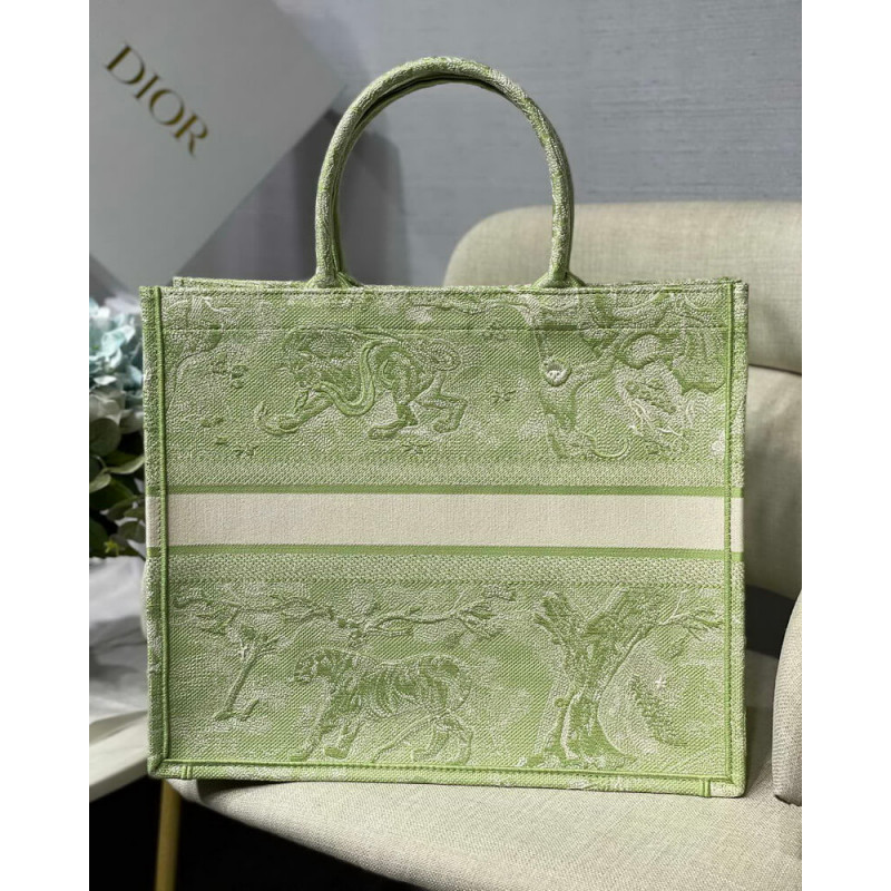 Wholesale Luxury Dior Book Tote Lime Toile De Jouy Reverse Embroidery M1286 - Image 6