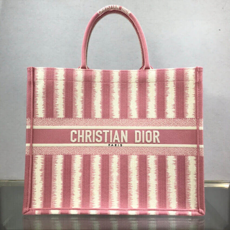 Wholesale Luxury Dior Book Tote Pink D-Stripes Embroidery M1286 - Image 2