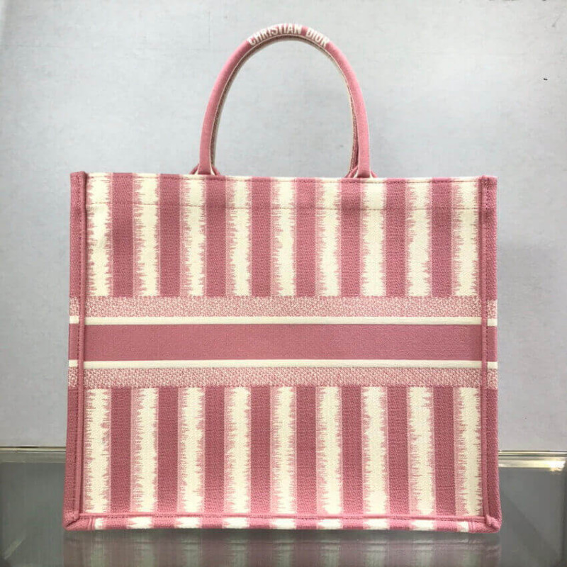 Wholesale Luxury Dior Book Tote Pink D-Stripes Embroidery M1286 - Image 3