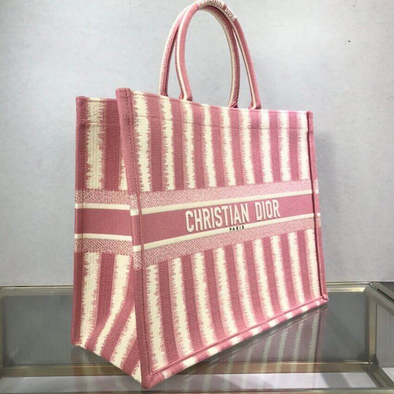 Wholesale Luxury Dior Book Tote Pink D-Stripes Embroidery M1286 - Image 4