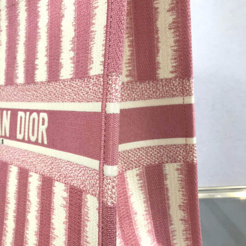 Wholesale Luxury Dior Book Tote Pink D-Stripes Embroidery M1286 - Image 8