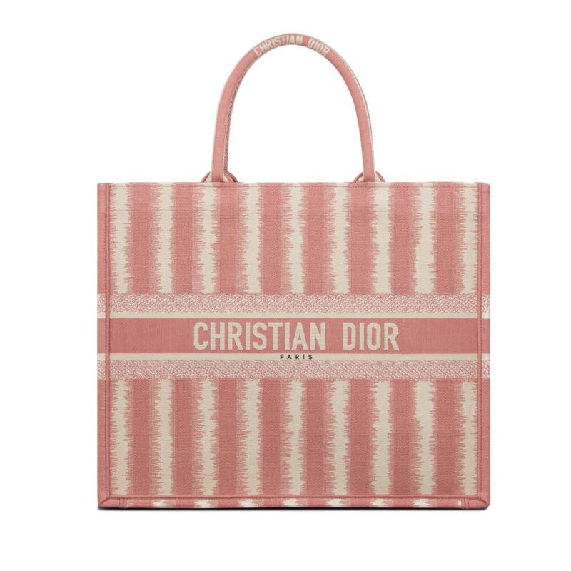 Wholesale Luxury Dior Book Tote Pink D-Stripes Embroidery M1286