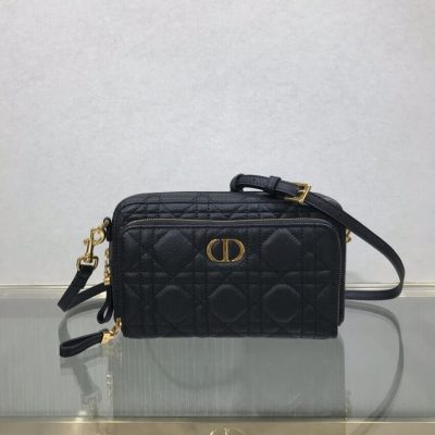 Alternative view of Wholesale Luxury Dior Caro Double Pouch Black Supple Cannage Calfskin M9237