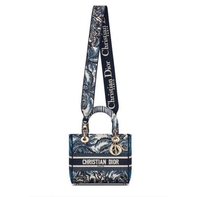 Alternative view of Wholesale Luxury Dior Medium Blue Alms Embroidery Lady D-Lite Bag M0565