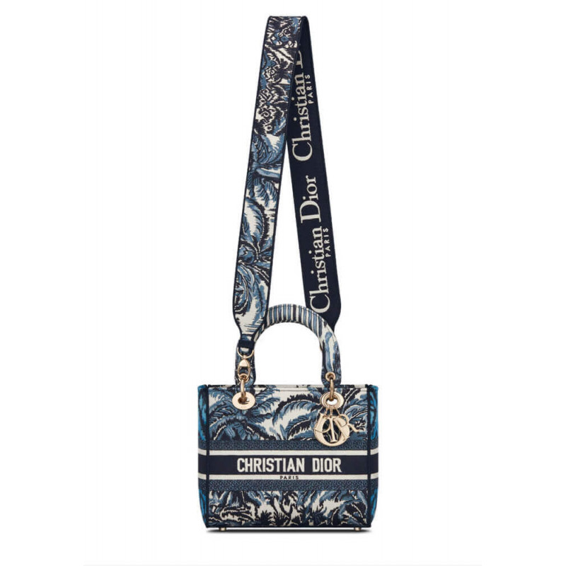 Wholesale Luxury Dior Medium Blue Alms Embroidery Lady D-Lite Bag M0565 - Image 2