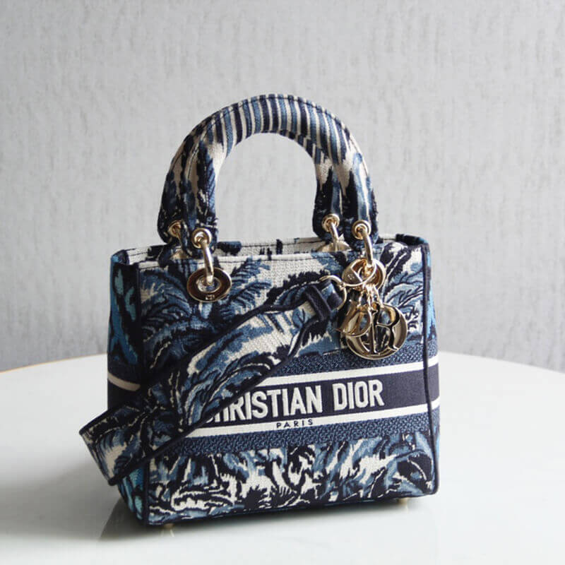 Wholesale Luxury Dior Medium Blue Alms Embroidery Lady D-Lite Bag M0565 - Image 3