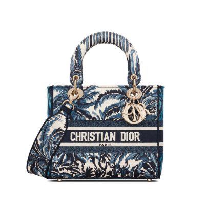 Wholesale Luxury Dior Medium Blue Alms Embroidery Lady D-Lite Bag M0565